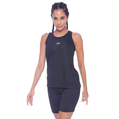 Regata Speedo Alongada Interlock Feminina Preto