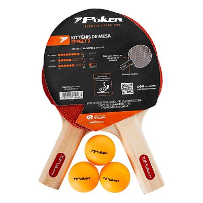 Conjunto Poker Tênis de Mesa Effect II 2 Raquetes e 3 Bolas