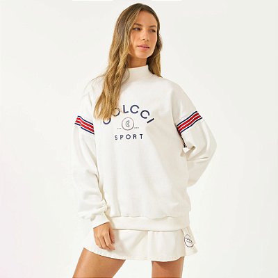 Blusão Moletom Colcci Comfort Com Estampa E Listras OU26 Off