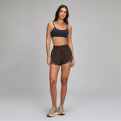 Shorts Alto Giro Sobreposto Refletivo OU26 Vermelho Marsala