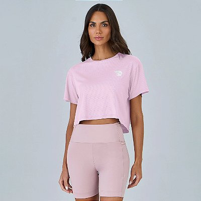 T-Shirt Alto Giro Símbolo Aerodry OU26 Feminina Rosa Aurora