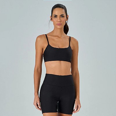 Top Alto Giro Shine Alças Finas OU26 Feminino Preto