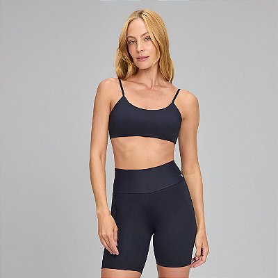 Top Alto Giro Eterno Liso Costas Decotada WT26 Preto