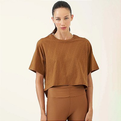 Camiseta Colcci Loose Estampada WT26 Feminina Marrom Baoba