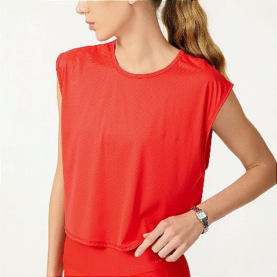 Blusa Colcci Curta Sem Mangas Muscle WT26 Vermelho Sparkly