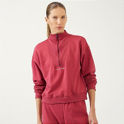 Blusão Colcci Cropped Com Zíper Frontal WT26 Vermelho Nar