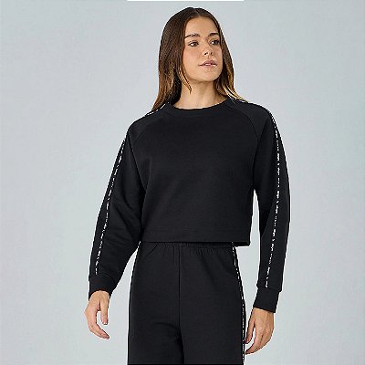 Blusa Alto Giro Raglan Com Elástico Personalizado WT26 Preto