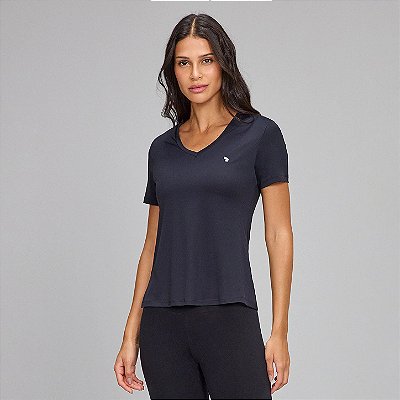 T-Shirt Alto Giro Eterna Gola V PR26 Feminina Preto