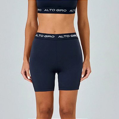 Bermuda Alto Giro Sport PR26 Feminina Azul Vinil