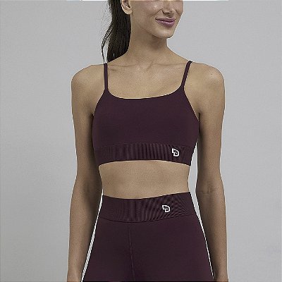 Top Alto Giro Cós Canelado PR26 Vermelho Marsala