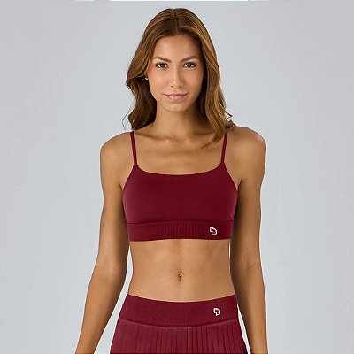 Top Alto Giro Cós Canelado PR26 Vermelho Marsala