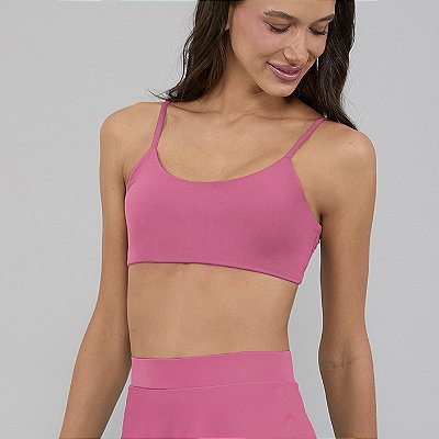 Top Alto Giro Eterno Liso Costas Decotado PR26 Rosa Feliz