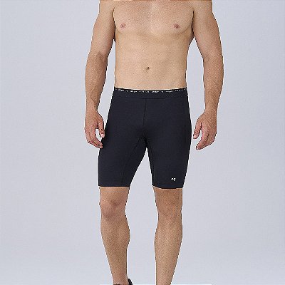 Bermuda Alto Giro Compressão Com Bolsos PR26 Masculina Preto