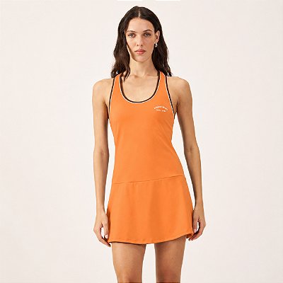 Vestido Colcci Slim Evasê Performace PR27 Laranja/Marrom/Off