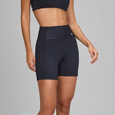 Bermuda Alto Giro Barra Com Silicone Feminino Preto