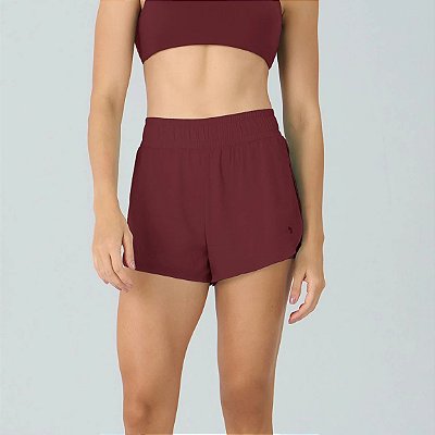Shorts Alto Giro Sobreposto Eterno OU26 Vermelho Marsala