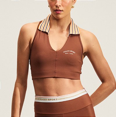 Top Colcci Performace com Gola PR27 Marrom Tiramisu