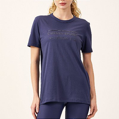 Camiseta Colcci Comfort Com Relevo VR27 Feminina Azul Speed