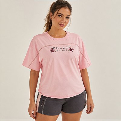 Camiseta Colcci New Confort Fit Rosa Gille