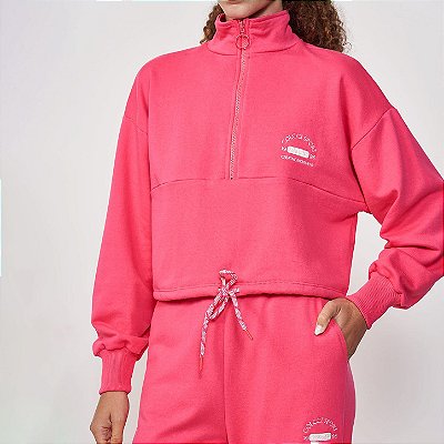 Blusão Moletom Color Premium Loose Rosa Vif