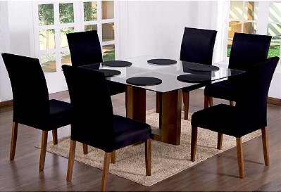 Capa de Cadeira Elástica Preta 06 Lugares