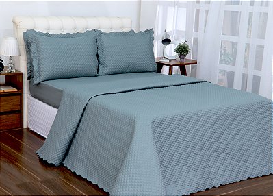 Kit Cobreleito Classic Queen 03 pçs Cinza