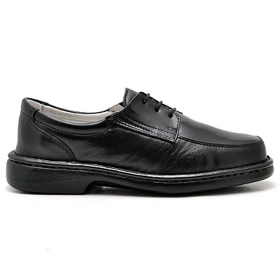 Sapato Conforto Couro Masculino Preto