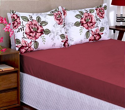 Jogo de cama Lençol Garden 03 peças Casal Queen Amapola