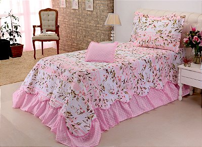 Cobreleito Belize Solteiro Lirio 03 Pçs