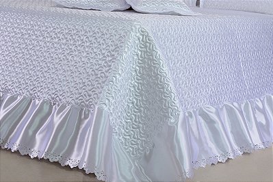 Kit de Colcha Cobre leito Athena Casal Queen 05 peças Branco
