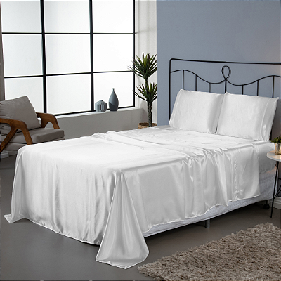 Jogo de Lençol Sublime 4 Peças Queen 100% Poliéster Tecido Cetim Charmousse