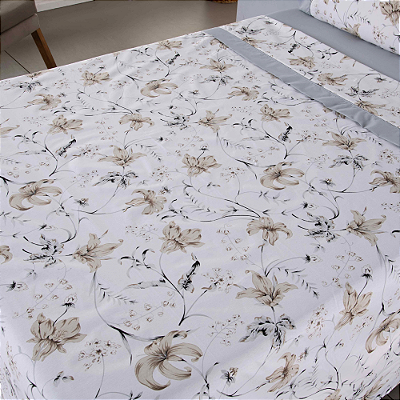 Jogo de Lençol Encantare Ponto Palito Estampado Completo 4 Peças King 80% Algodã