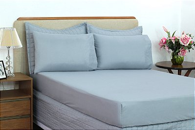 Lençol Microfibra Avulso Queen Cinza