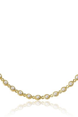 Choker com Corrente de Mini Pérolas Banhado em Ouro 18k