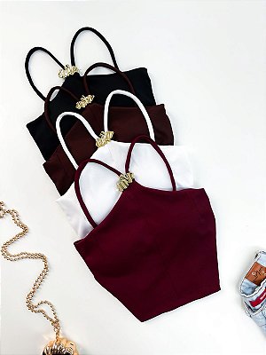 Cropped em Ribana de Alça com Fivela Kemily Ref. 1935