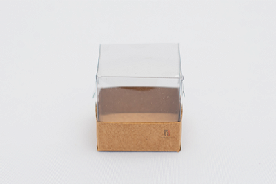 Caixa Com Tampa Pet e Fundo Cartão Kraft 5X5X5/2 - Kit Com 500 Unidades - Pedidos acima de 1.000 unidades possuem condições comerciais especiais. Consulte nossa equipe.