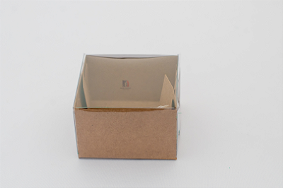 Caixa Com Tampa Pet e Fundo Cartão Kraft 8X8X5 - Kit Com 500 Unidades - Pedidos acima de 1.000 unidades possuem condições comerciais especiais. Consulte nossa equipe.