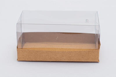 Caixa Com Tampa Pet e Fundo Cartão Kraft 12.8x6.5x6 - Pacote Com 500 Unidades