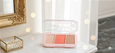 Paleta de Blush Retrátil com 3 Cores Suaves