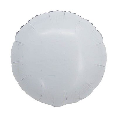 Balao  Metalizado  Redondo C/  Canudo  Branco 18 "