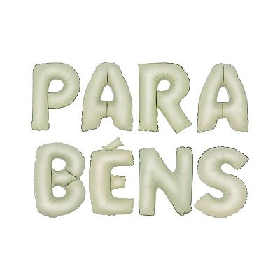 Balao Metalizado Parabens Off White C/Canudo 16"