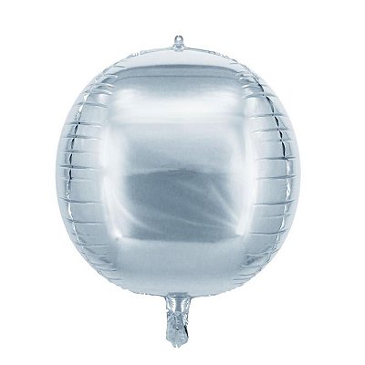 Balao Metalizado Redondo 4D Prata 20 "