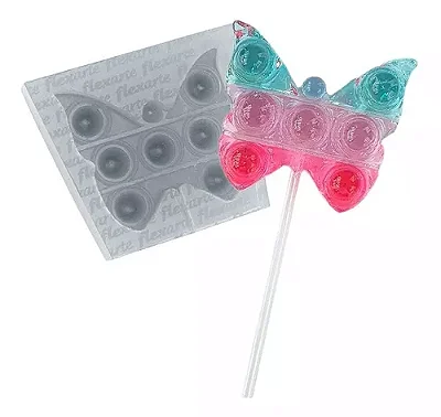 Kit C Molde De Pirulito Fidget 6cm Borboleta + Isomalt 150gr