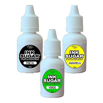 Kit Ink Sugar - 3 Cores (Preto, Verde, Amarelo) - 15ml