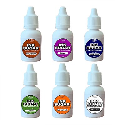 Kit Ink Sugar - KIT 6 Cores (Branco, Marrom, Roxa, Marinho, Capim, Laranja) - 15ml