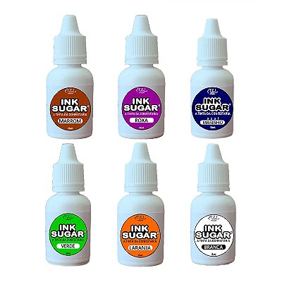 Kit Ink Sugar - KIT 6 Cores (Marrom, Roxa, Marinho, Verde, Laranja, Branco) - 15ml
