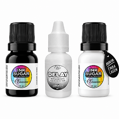 Kit Ink Sugar-Trio Favorito-Branco, Preto e Delay-12ml cada