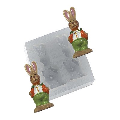 Molde de  Silicone 031 - Dupla de Coelhos Cenouras - Pascoa