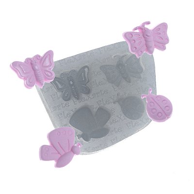 Molde de  Silicone 140 - Borboletas + Joaninha