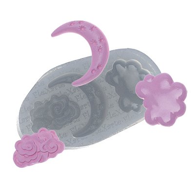 Molde de  Silicone 147 - Nuvens + Lua